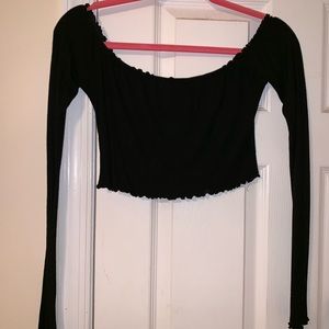 Black off the shoulder cropped top